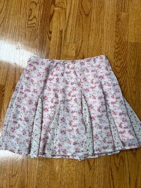 Floral Pleated Skirt in Light Pink